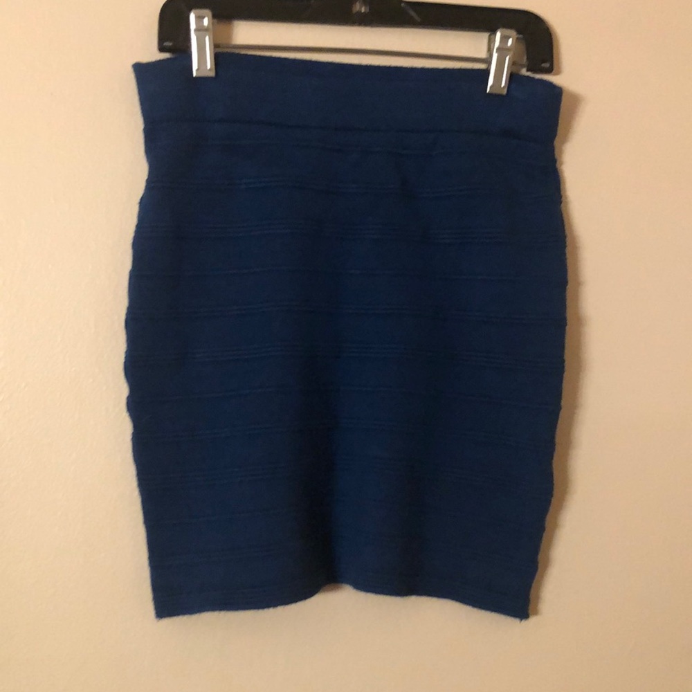 High waisted blue skirt